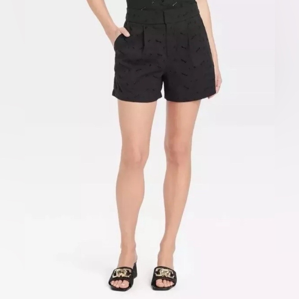 New- A New Day Womens High Rise Black Eyelet Shorts